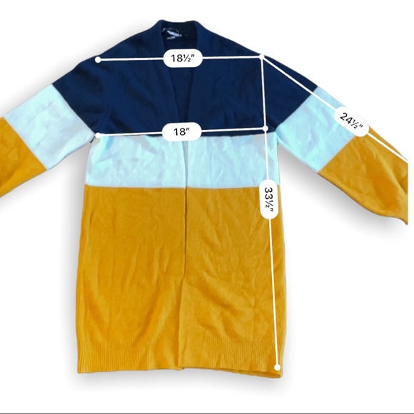 OkNever worn tricolor cardigan ( navy blue, white and yellow) size XL - Picture 6 of 7